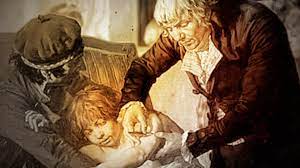 Video thumbnail of an historical painting showing a doctor giving a shot to a patient clinging to a parent.
