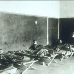Interior view of patients in the Influenza Ward at the U.S. Army Field Hospital No. 29, Hollerich, Luxembourg, 1918.