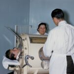 Patient in an iron lung during a Rhode Island polio epidemic 1960.